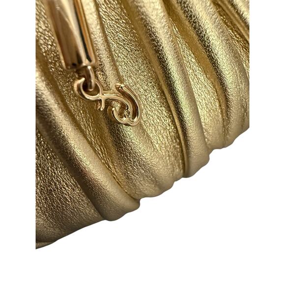 Sam Edelman Julia Pump Mule Size 7M Gold Metallic Leather Ruched Pointed Flat 6 - Picture 3 of 7